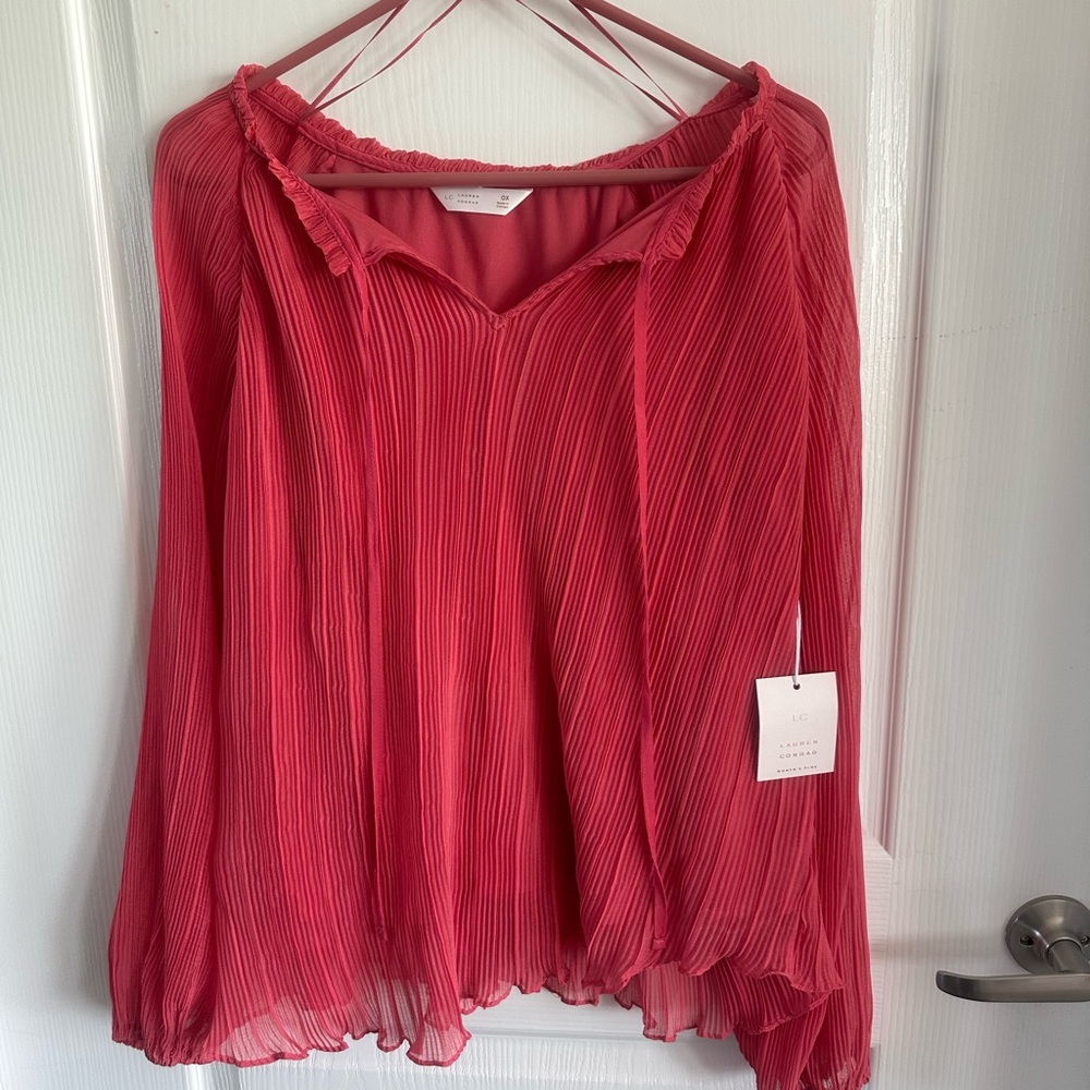 LC Lauren Conrad Pleated Pink Blouse